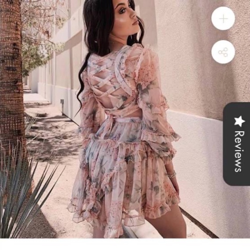 Catwalk Connection Pink LaceUp Floral Dress